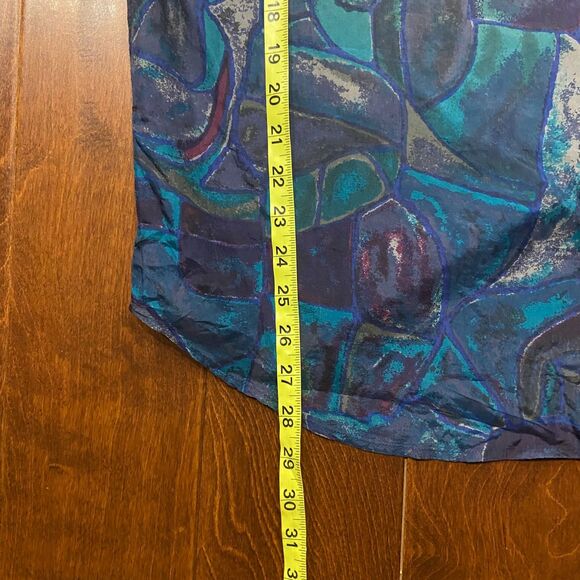 In Private Vintage 90s Abstract Multicolored Button Front Silk Shirt Men's Small - Picture 8 of 8